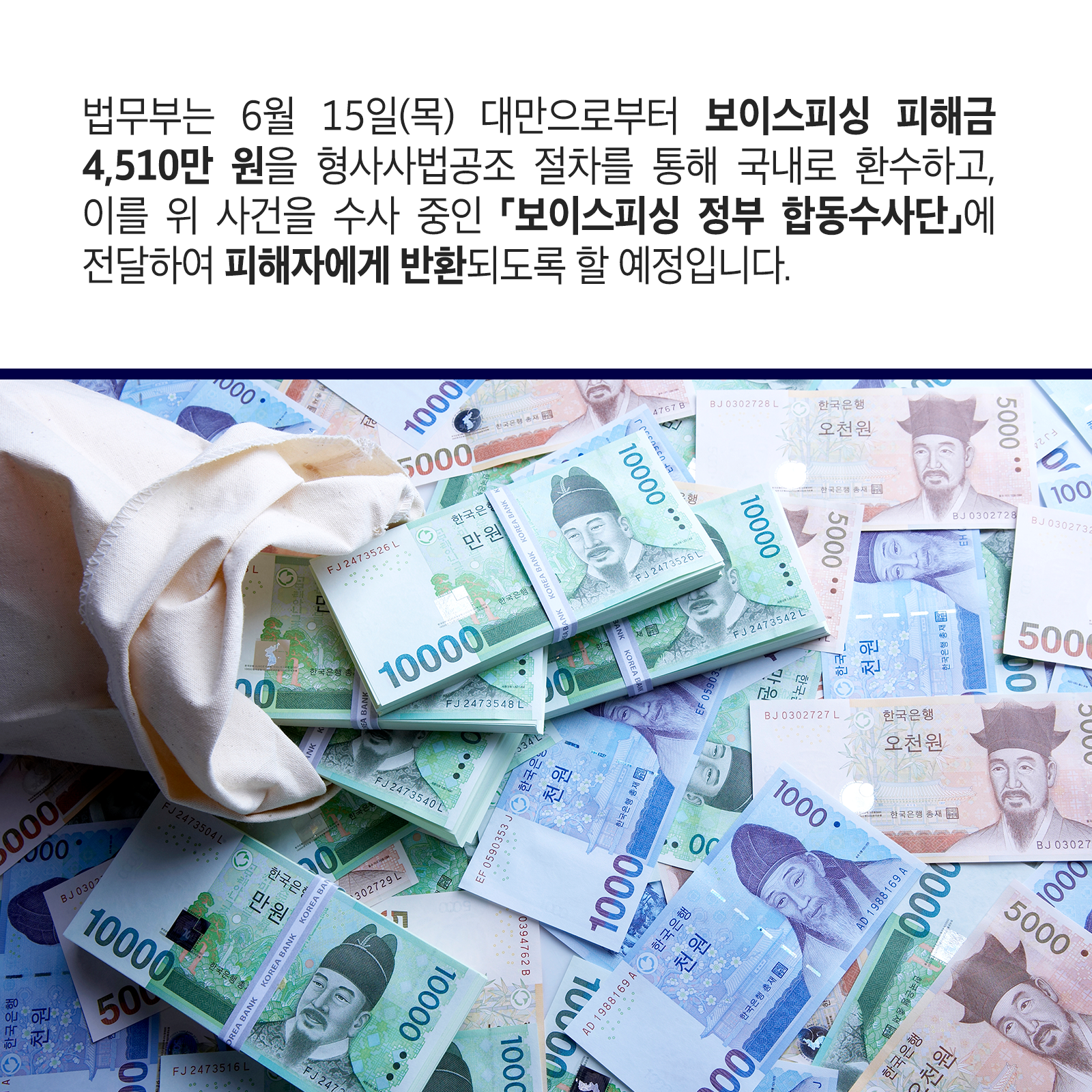 법무뉴스>홍보자료>카드뉴스>해외 유출 보이스피싱 피해금 국내 환수