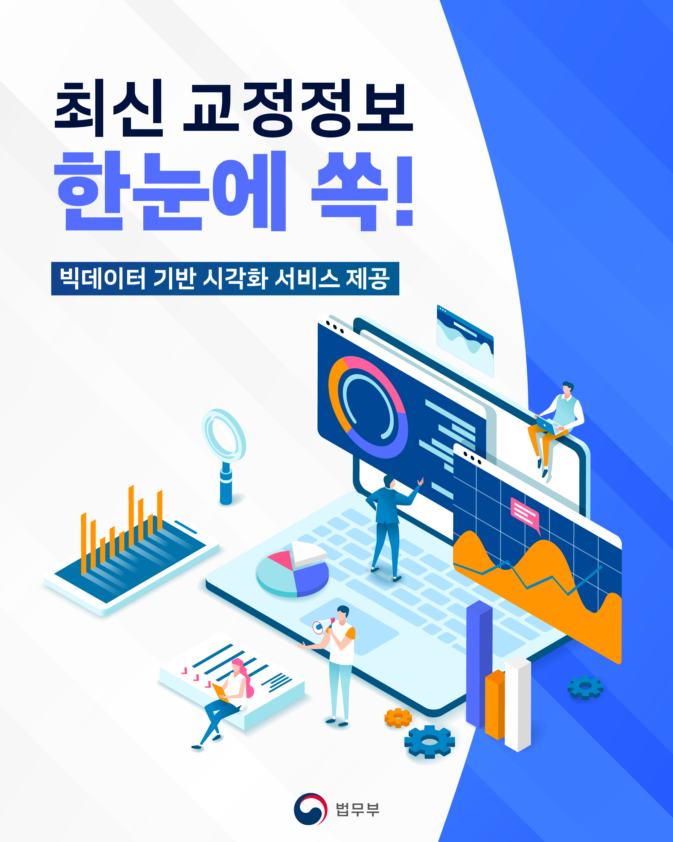 첫번째 페이지입니다. 총 8장으로 구성되어 있습니다. <최신 교정정보 한눈에 쏙!> 빅데이터 기반 시각화 서비스 제공.